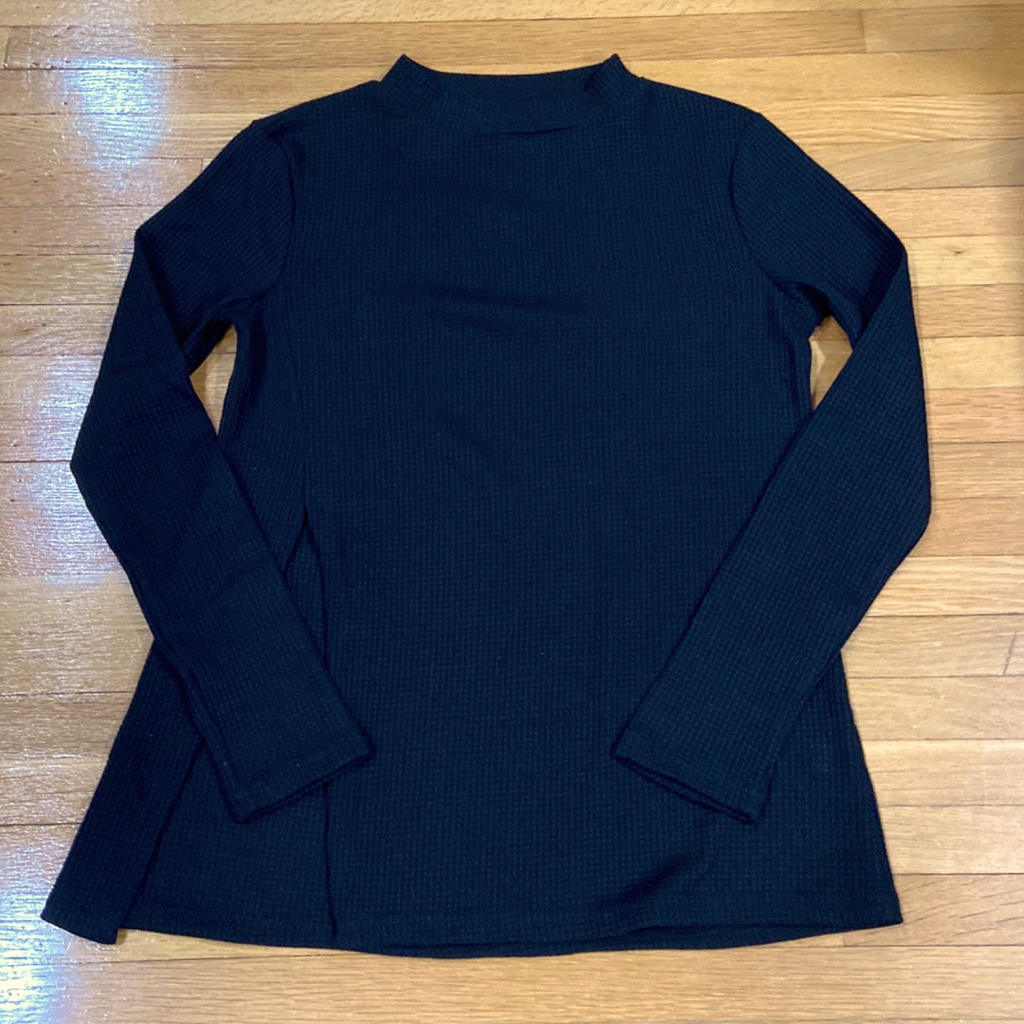 Solid Side Split Mock Neck Tee